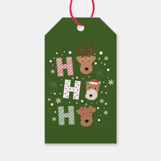 Ho Ho Ho Welsh Terrier Vrolijk Kerstfeest Cadeaulabel (Voorkant)