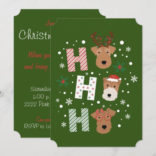 Ho Ho Ho Welsh Terrier Vrolijk Kerstfeest Kaart (Voorkant / Achterkant)
