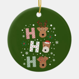 Ho Ho Ho Welsh Terrier Vrolijk Kerstfeest Keramisch Ornament