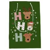 Ho Ho Ho Welsh Terrier Vrolijk Kerstfeest Medium Cadeauzakje (Voorkant)