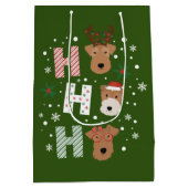 Ho Ho Ho Welsh Terrier Vrolijk Kerstfeest Medium Cadeauzakje (Achterkant)