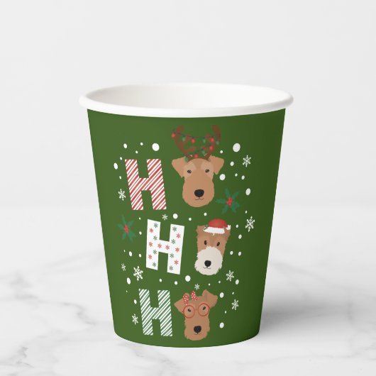 Ho Ho Ho Welsh Terrier Vrolijk Kerstfeest Papieren Bekers (Voorkant)