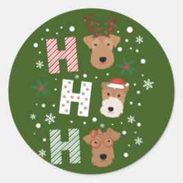 Ho Ho Ho Welsh Terrier Vrolijk Kerstfeest Ronde Sticker