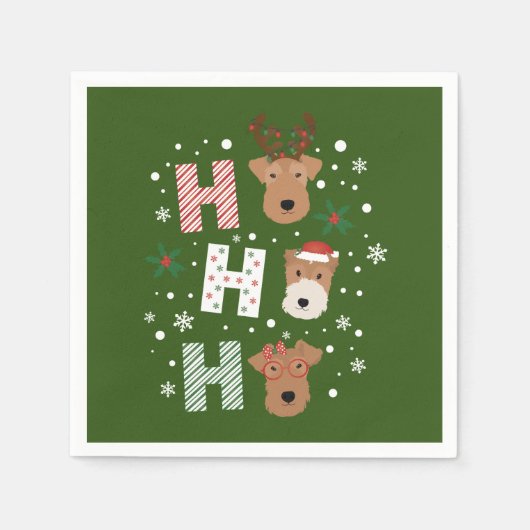 Ho Ho Ho Welsh Terrier Vrolijk Kerstfeest Servet (Voorkant)