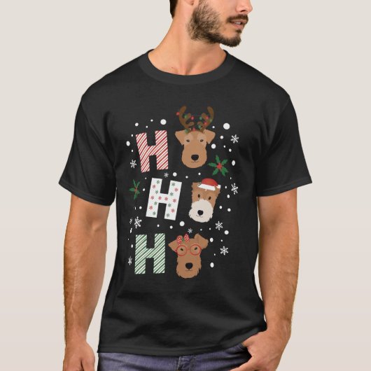 Ho Ho Ho Welsh Terrier Vrolijk Kerstfeest T-shirt (Voorkant)