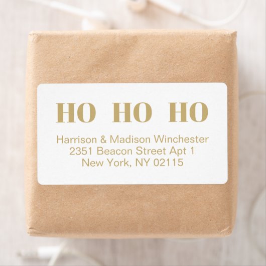 Ho Ho Ho White Gold modern kerstadres Etiket (Insitu)