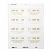 Ho Ho Ho White Gold modern kerstadres Etiket (Full Sheet)