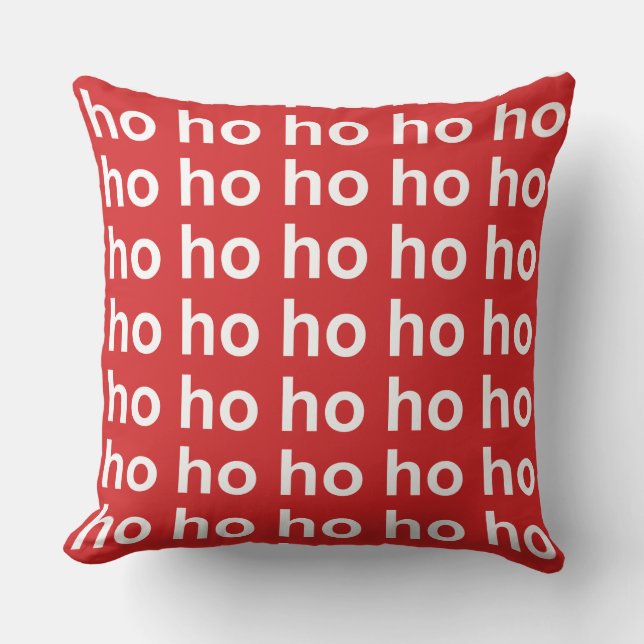 Ho-Ho-Ho White op rode kerst Kussen (Voorkant)