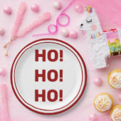 HO HO HO! White Red Holiday Kerstmis Papieren Bordje (Feest)
