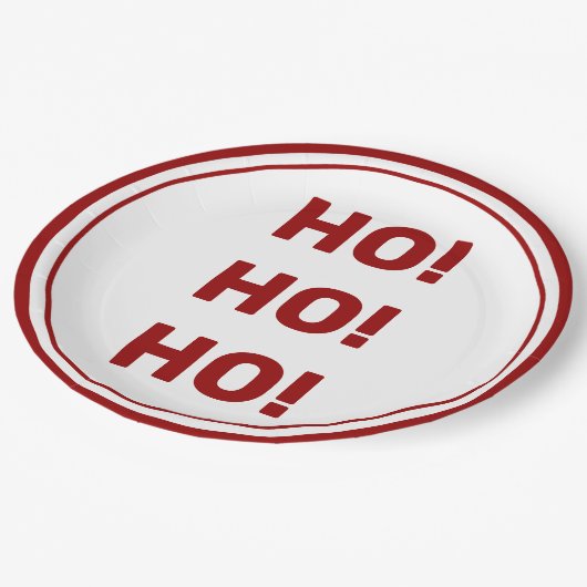 HO HO HO! White Red Holiday Kerstmis Papieren Bordje (Gekanteld)