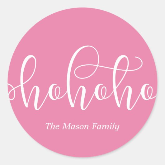 Ho Ho Ho White Script Ronde Sticker (Voorkant)