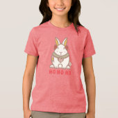 HO HO HO Woodland Forest Bunny Rabbit Holiday Tri-Blend Shirt (Voorkant)