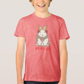 HO HO HO Woodland Forest Bunny Rabbit Holiday Tri-Blend Shirt (Voorkant)