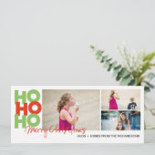 Ho Ho Ho x3! Feestdagenkaart (Staand voorkant)