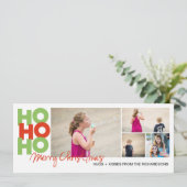 Ho Ho Ho x4! Feestdagenkaart (Staand voorkant)