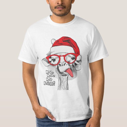 Ho Ho Ho Y'All, Giraffe grappige kerstcadeautjes T-shirt (Voorkant)