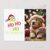 Ho Ho Ho Zijn Kerst met rood pet Foto Feestdagenkaart (Voorkant)