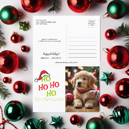 Ho Ho Ho Zijn Kerst met rood pet Foto Feestdagenkaart