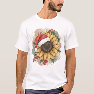 Ho Ho Ho Zonnebloem Kerstman T-shirt