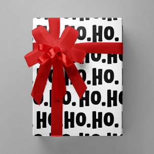 Ho. Ho. Ho. Zwart & Wit Chic & Leuk Kerstfeest Cadeaupapier