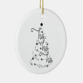 Ho Ho Ho Zwart-wit Kerstboom Ornament (Rechts)