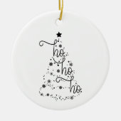 Ho Ho Ho Zwart-wit Kerstboom Ornament (Voorkant)