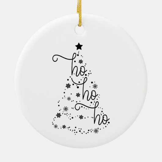 Ho Ho Ho Zwart-wit Kerstboom Ornament (Achterkant)