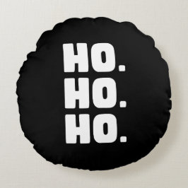HO. HO. HO. Zwart & Wit met Buffalo Plaid Rug Rond Kussen