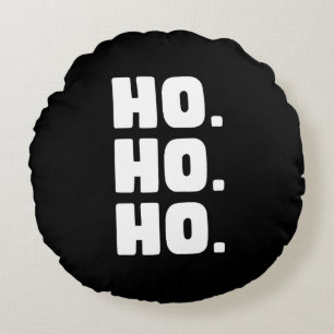 HO. HO. HO. Zwart & Wit met Buffalo Plaid Rug Rond Kussen