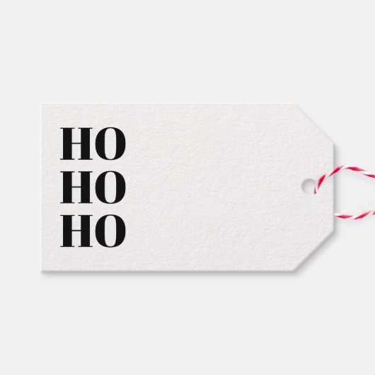 Ho Ho Ho zwarte en witte blanco kerstmis Cadeaulabel (Voorkant (Horizontaal))