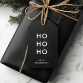 HO HO HO Zwarte Kerst Cadeaulabel
