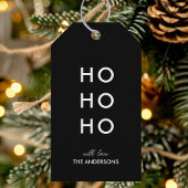 HO HO HO Zwarte Kerst Cadeaulabel