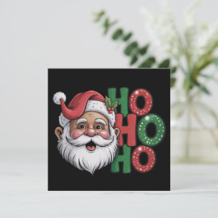 Ho Ho Ho Zwarte Kerstman Retro Vintage Glitter Pre Feestdagenkaart