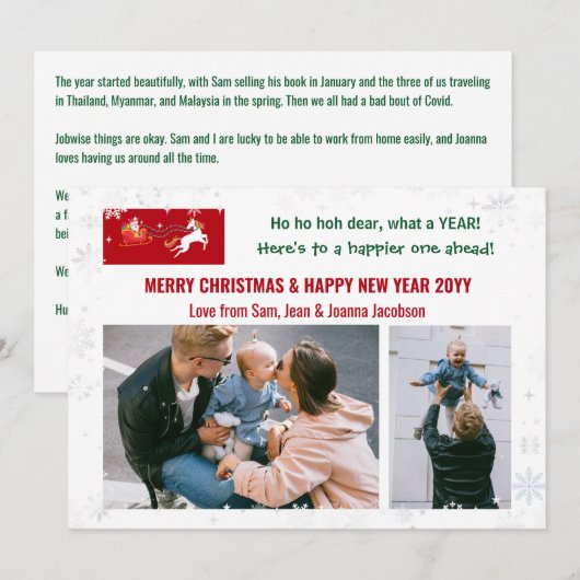 Ho Ho Hoh Beste Funny Santa Unicorn 2 Foto's Lette Feestdagenkaart (Voorkant / Achterkant)