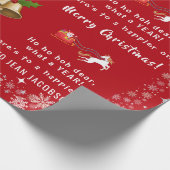 Ho Ho Hoh Beste Funny Santa Unicorn gepersonalisee Cadeaupapier (Hoek)