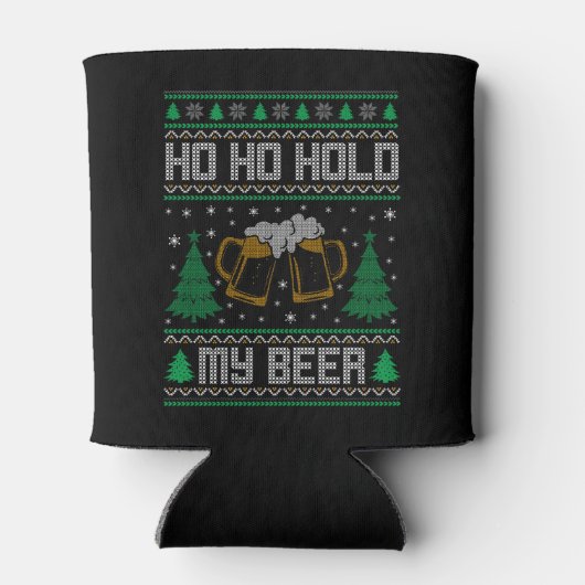 Ho Ho Hold My Beer Funny Christmas  Blikjeskoeler (Achterkant)
