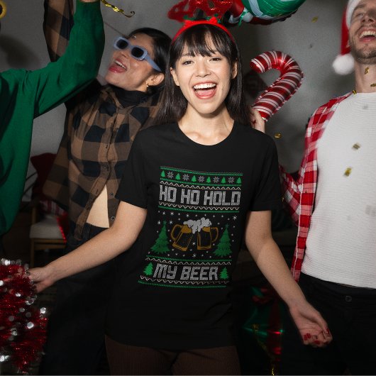 Ho Ho Hold My Beer Funny Christmas  T-shirt