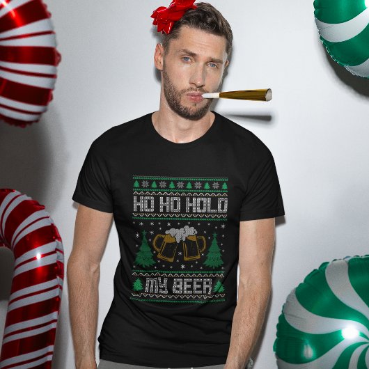 Ho Ho Hold My Beer Funny Christmas T-shirt