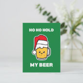 HO HO HOLD MY BEER SCHATTIGE BEER SANTA BRIEFKAART (Staand voorkant)