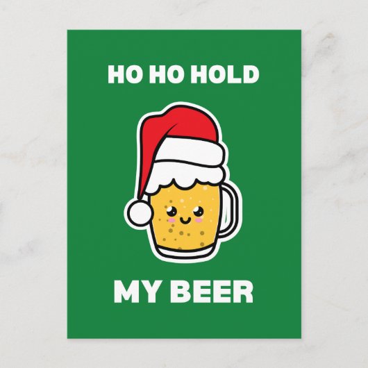 HO HO HOLD MY BEER SCHATTIGE BEER SANTA BRIEFKAART (Voorkant)