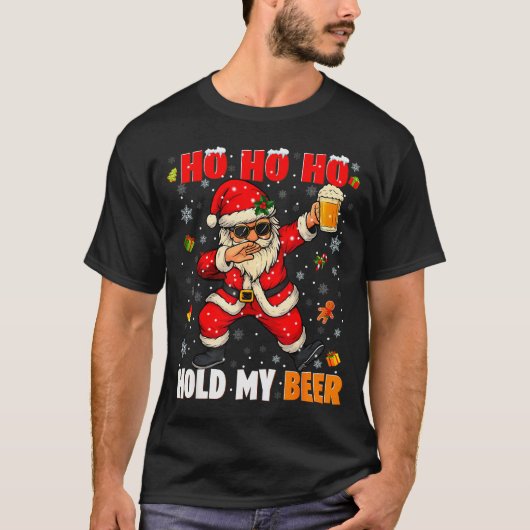 Ho Ho Hold My Drink Cool Dabbing Santa Christmas X T-shirt (Voorkant)