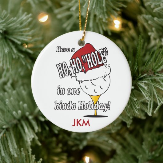 Ho, Ho, Hole in één kerstversiering Keramisch Ornament (Boom)