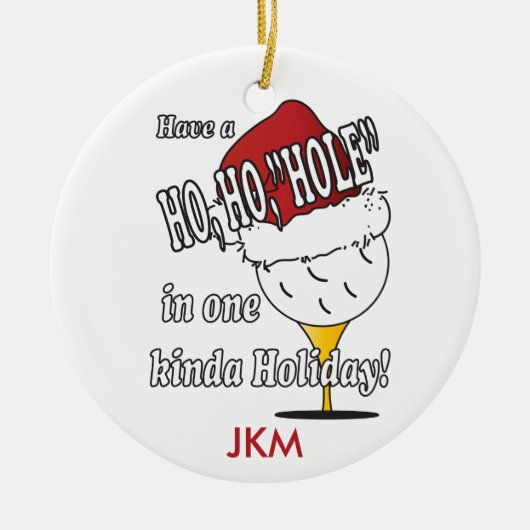 Ho, Ho, Hole in één kerstversiering Keramisch Ornament (Voorkant)