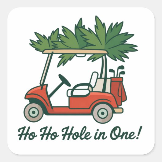Ho Ho Hole In One Christmas Santa Golf Golfing  Vierkante Sticker (Voorkant)