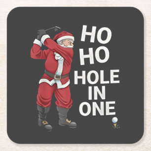 Ho Ho Hole in One Grappig Golfen Kerstmis Kartonnen Onderzetters