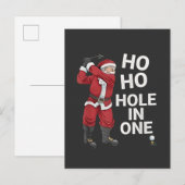 Ho Ho Hole in One Grappige Golf Kerstmis Aankondigingskaart (Voorkant / Achterkant)