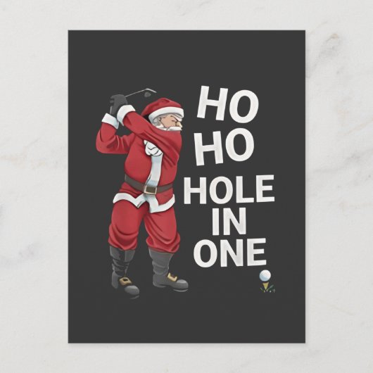 Ho Ho Hole in One Grappige Golf Kerstmis Aankondigingskaart (Voorkant)