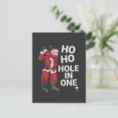Ho Ho Hole in One Grappige Golf Kerstmis Aankondigingskaart (Staand voorkant)