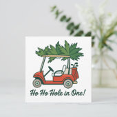Ho Ho Hole In One Kerstmis Kerstman Golf Golfen Feestdagenkaart (Staand voorkant)
