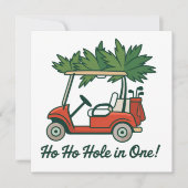 Ho Ho Hole In One Kerstmis Kerstman Golf Golfen Feestdagenkaart (Voorkant)
